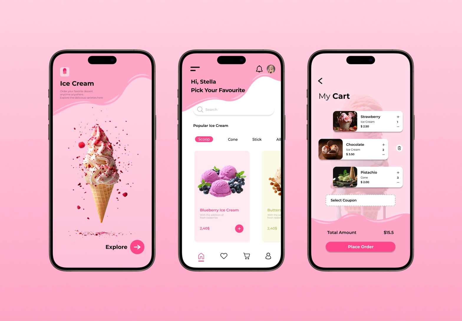 Ice Cream Mobile App UI